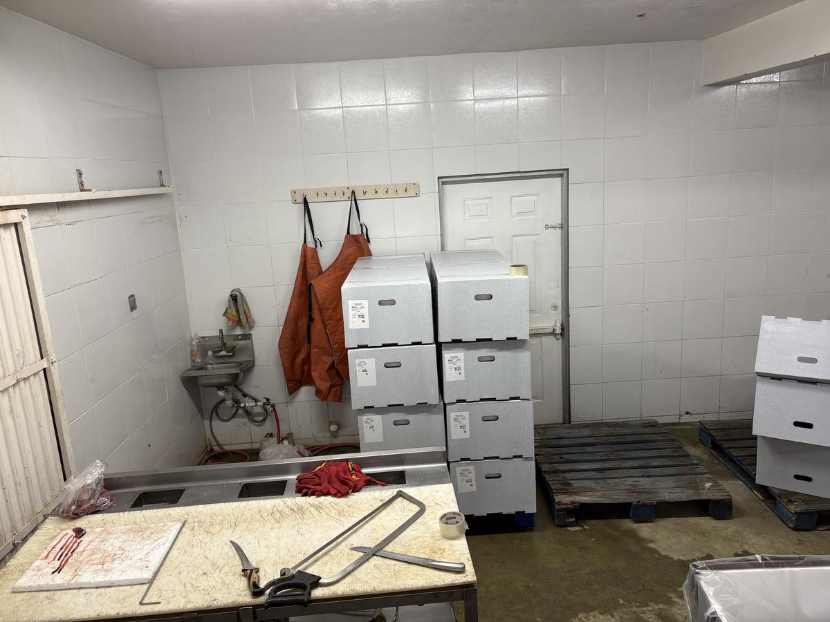 Styrofoam boxes stacked in the packing room