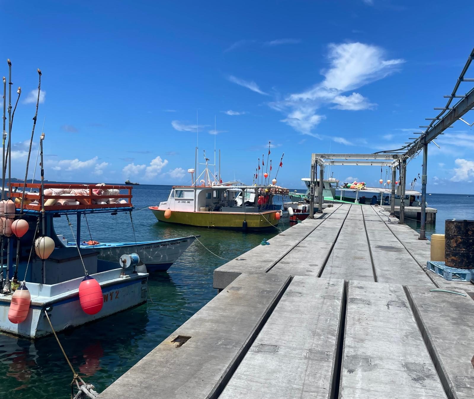 The jetty at Grand Mal with the fleet alongside